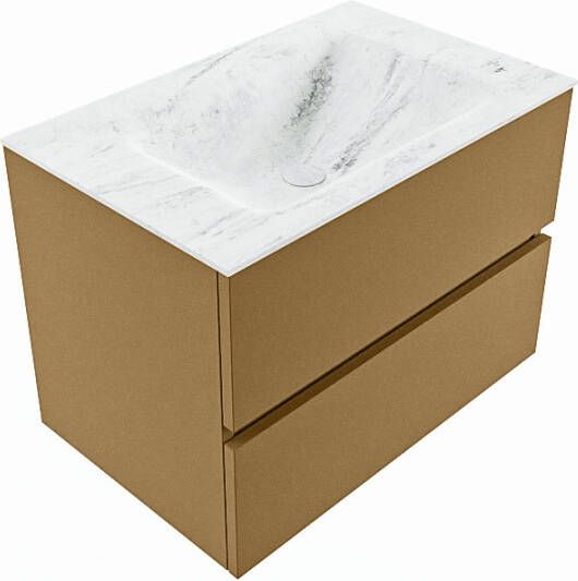 Mondiaz VICA-DLUX 70cm badmeubel onderkast Oro 2 lades. Inbouw wastafel CLOUD midden 1 kraangat kleur Opalo.