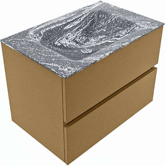 Mondiaz VICA-DLUX 70cm badmeubel onderkast Oro 2 lades. Inbouw wastafel CLOUD midden zonder kraangat kleur Ostra.