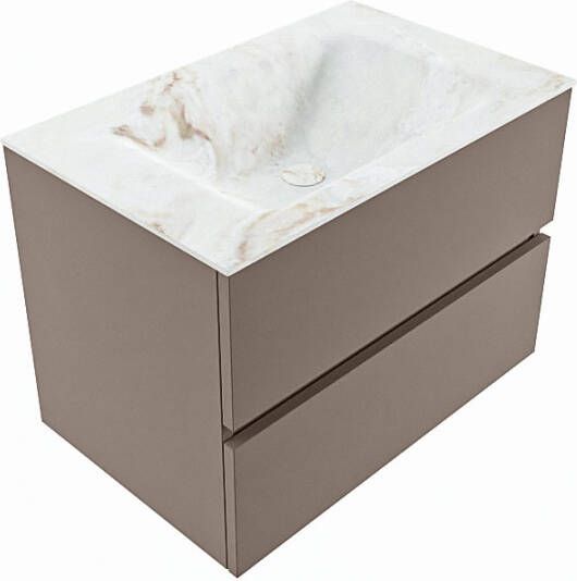 Mondiaz VICA-DLUX 70cm badmeubel onderkast Smoke 2 lades. Inbouw wastafel CLOUD midden 1 kraangat kleur Glace.