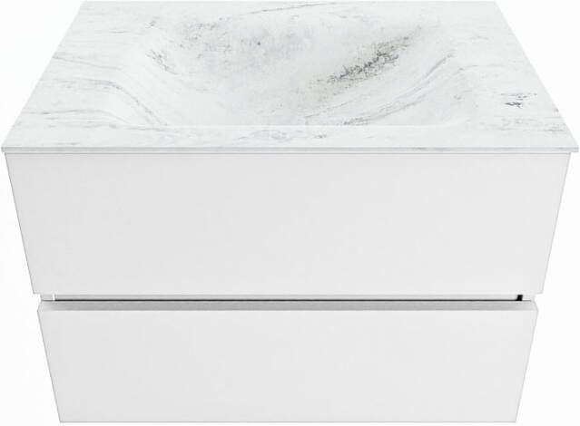 Mondiaz VICA-DLUX 70cm badmeubel onderkast Talc 2 lades. Inbouw wastafel CLOUD midden 1 kraangat kleur Opalo.