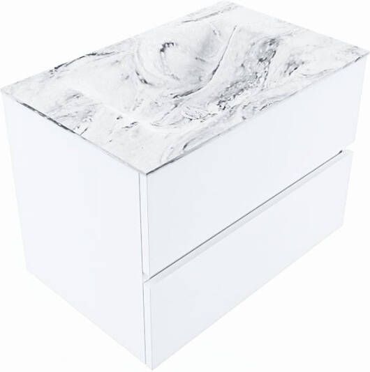 Mondiaz VICA-DLUX 70cm badmeubel onderkast Talc 2 lades. Inbouw wastafel CLOUD midden zonder kraangat kleur Lava.