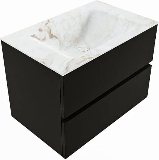 Mondiaz VICA-DLUX 70cm badmeubel onderkast Urban 2 lades. Inbouw wastafel CLOUD midden 1 kraangat kleur Glace.