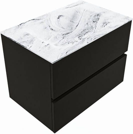 Mondiaz VICA-DLUX 70cm badmeubel onderkast Urban 2 lades. Inbouw wastafel CLOUD midden zonder kraangat kleur Frappe.