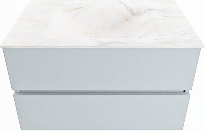 Mondiaz VICA-DLUX 80cm badmeubel onderkast Clay 2 lades. Inbouw wastafel CLOUD midden 1 kraangat kleur Ostra.