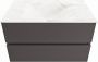 Mondiaz VICA-DLUX 80cm badmeubel onderkast Dark grey 2 lades. Inbouw wastafel CLOUD midden 1 kraangat kleur Glace. - Thumbnail 1