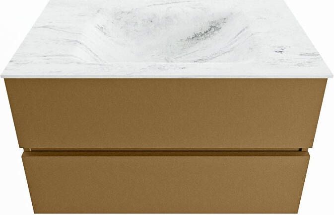 Mondiaz VICA-DLUX 80cm badmeubel onderkast Oro 2 lades. Inbouw wastafel CLOUD midden 1 kraangat kleur Opalo.