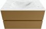 Mondiaz VICA-DLUX 80cm badmeubel onderkast Oro 2 lades. Inbouw wastafel CLOUD midden 1 kraangat kleur Opalo. - Thumbnail 1