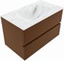 Mondiaz VICA-DLUX 80cm badmeubel onderkast Rust 2 lades. Inbouw wastafel CLOUD midden 1 kraangat kleur Opalo. - Thumbnail 1