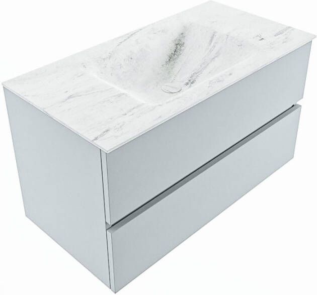 Mondiaz VICA-DLUX 90cm badmeubel onderkast Clay 2 lades. Inbouw wastafel CLOUD midden zonder kraangat kleur Lava.