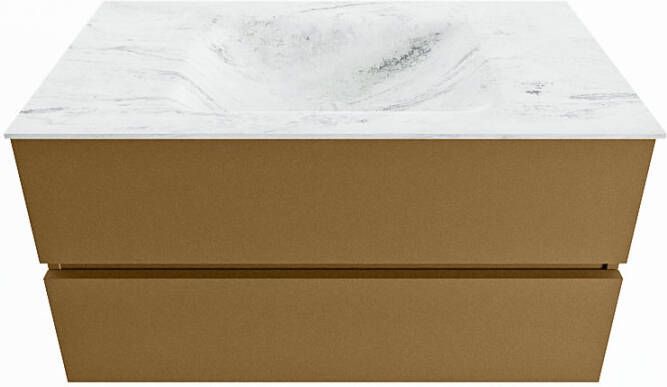 Mondiaz VICA-DLUX 90cm badmeubel onderkast Oro 2 lades. Inbouw wastafel CLOUD midden zonder kraangat kleur Glace.