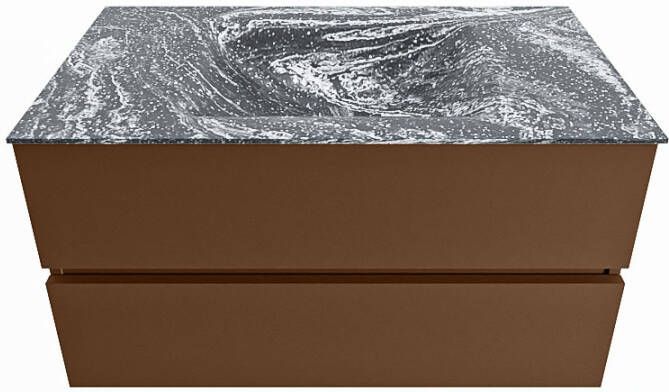 Mondiaz VICA-DLUX 90cm badmeubel onderkast Rust 2 lades. Inbouw wastafel CLOUD midden 1 kraangat kleur Glace.