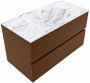 Mondiaz VICA-DLUX 90cm badmeubel onderkast Rust 2 lades. Inbouw wastafel CLOUD midden zonder kraangat kleur Opalo. - Thumbnail 1