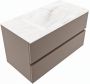 Mondiaz VICA-DLUX 90cm badmeubel onderkast Smoke 2 lades. Inbouw wastafel CLOUD midden 1 kraangat kleur Glace. - Thumbnail 1
