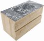 Mondiaz VICA-DLUX 90cm badmeubel onderkast Washed Oak 2 lades. Inbouw wastafel CLOUD midden 1 kraangat kleur Glace. - Thumbnail 1