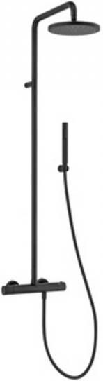 Plieger Napoli douchesysteem thermostatisch met hoofddouche Ø20cm met handdouche staafmodel m.1 stand mat zwart BU85RM2151NE
