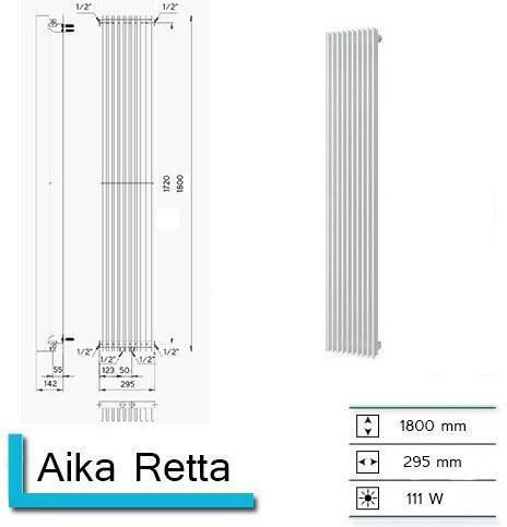 Plieger Handdoekradiator Aika Retta 1800 x 295 mm Mat Zwart