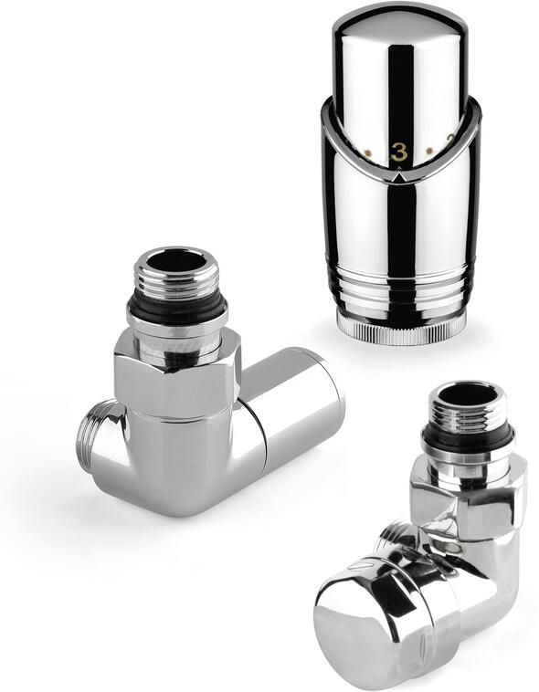 Plieger Aansluitset Dubbele Zijaansluiting Radiator Valvola Haaks Chroom