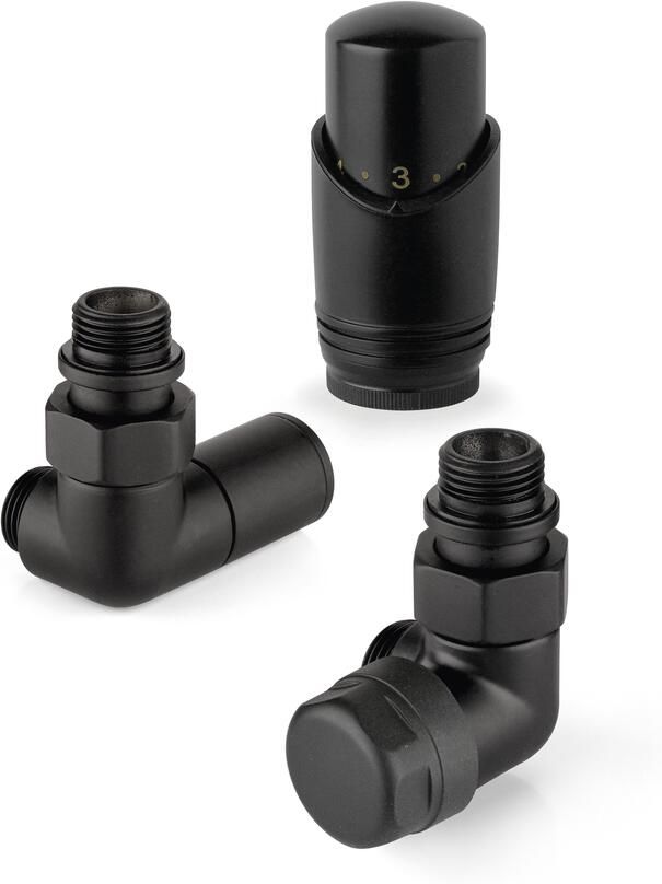 Plieger Aansluitset Dubbele Zijaansluiting Radiator Valvola Haaks Zwart