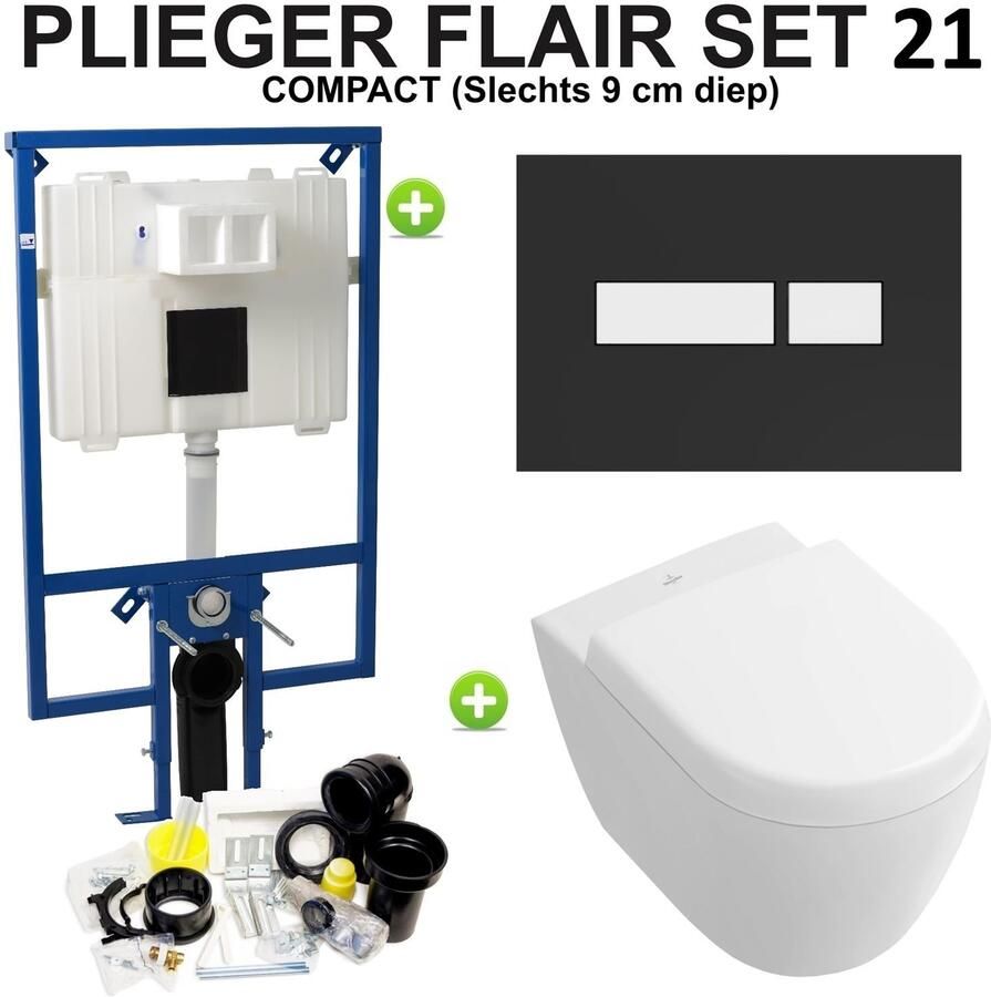 Plieger Flair Compact Subway 2.0 Compact set21 Zwart Wit (meerprijs €30 00)