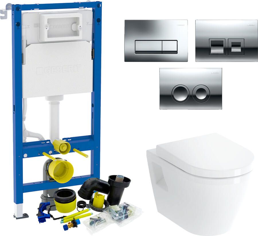 Plieger Geberit up100 Toiletset Milano | Wandcloset | Wit | Delta Drukplaat