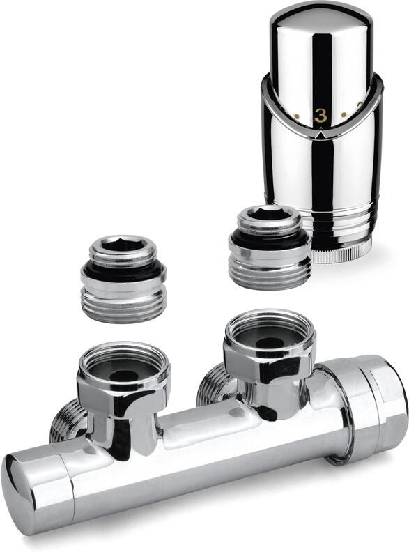 Plieger Onderblok Radiator Set Valvola Design Haaks Chroom