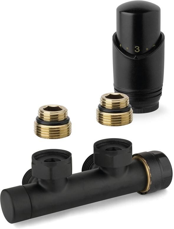 Plieger Onderblok Radiator Set Valvola Design Haaks Zwart