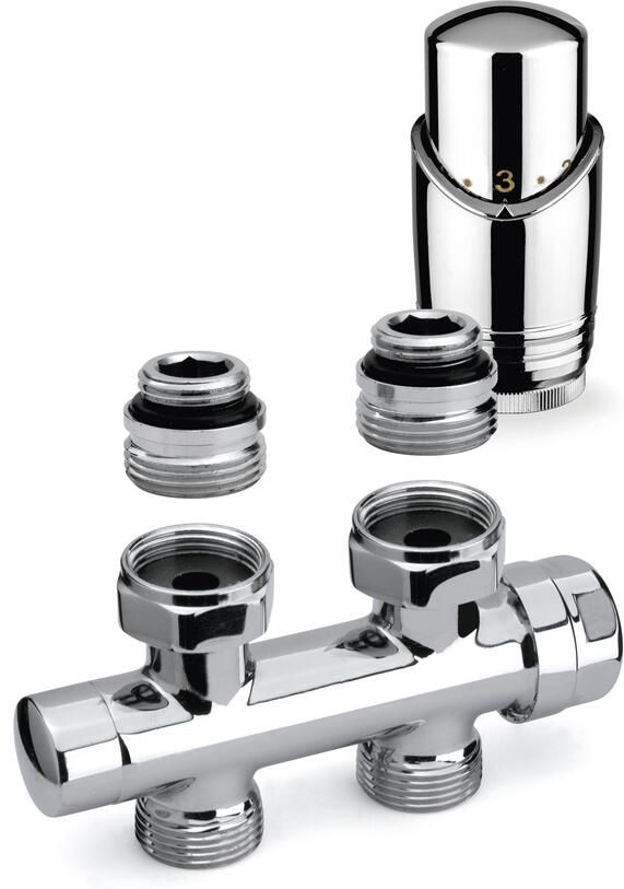 Plieger Onderblok Radiator Set Valvola Design Recht Chroom