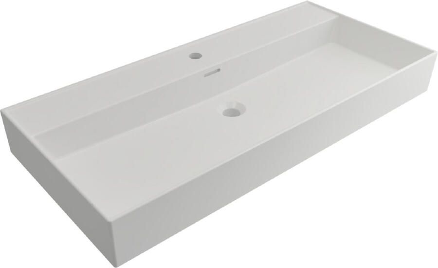 Plieger Wastafel Kansas 2 Kraangaten met Overloop 100x46 6 cm (Mat Wit en Mat Zwart)