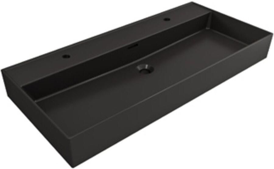 Plieger Wastafel Kansas 2 Kraangaten met Overloop 100x46 6 cm (Mat Wit en Mat Zwart) - Foto 2
