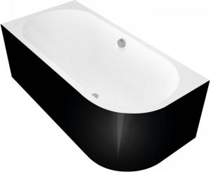 Polysan Ligbad Astra 160x75x60 cm Asymmetrisch Links Zwart Wit
