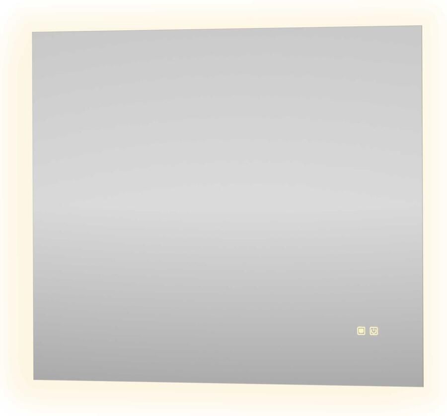 Proline Aluna Spiegel Rechthoek Op Alu Frame Indirecte LED Dimbaar 80x3x70 cm Spiegel