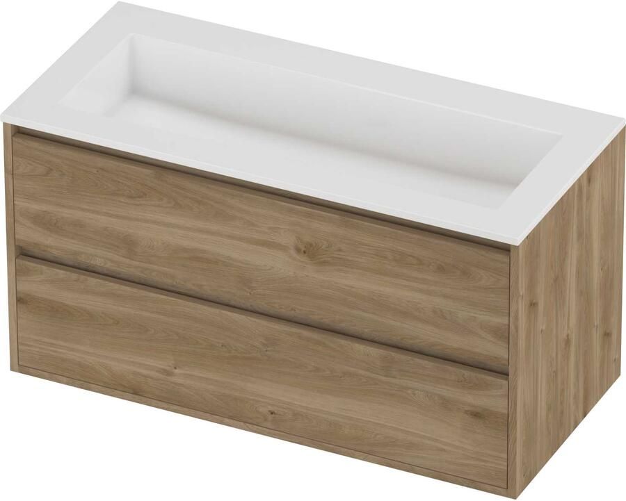 Proline Aristo Badmeubelset Polystone Elegant 100x46x54 cm Glans Wit Cider Oak