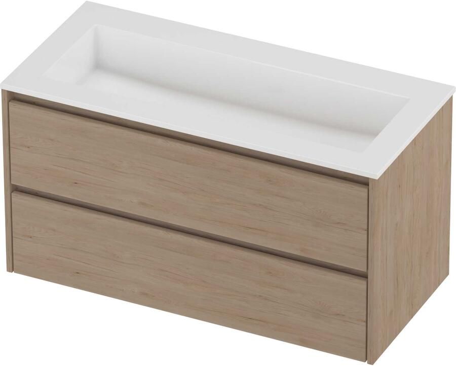 Proline Aristo Badmeubelset Polystone Elegant 100x46x54 cm Glans Wit Ideal Oak