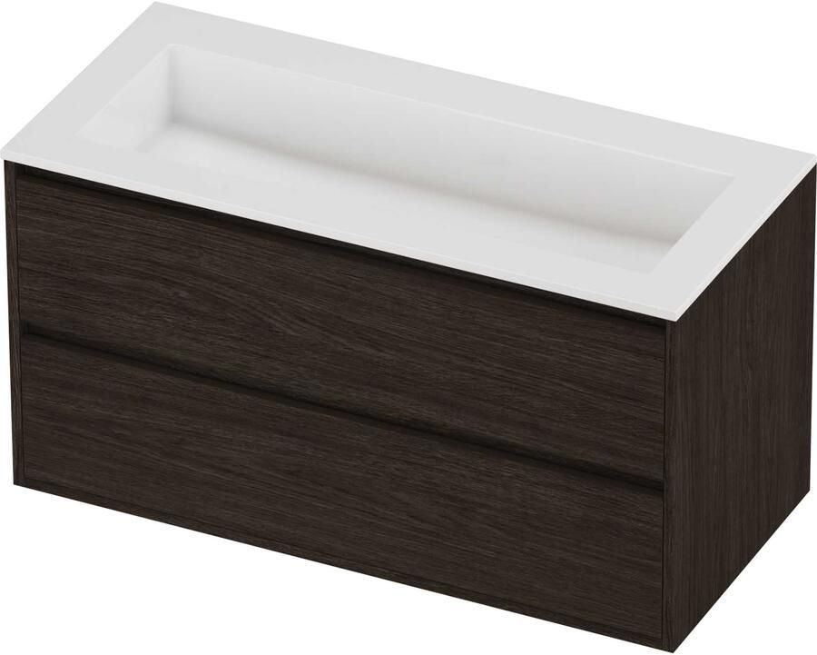 Proline Aristo Badmeubelset Polystone Elegant 100x46x54 cm Glans Wit Mokka Oak