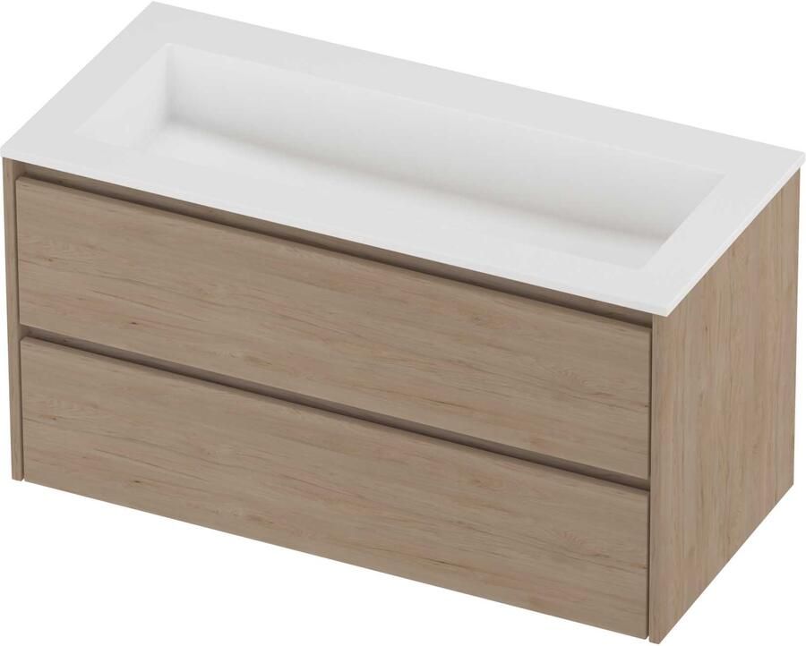 Proline Aristo Badmeubelset Polystone Elegant 100x46x54 cm Mat White Ideal Oak