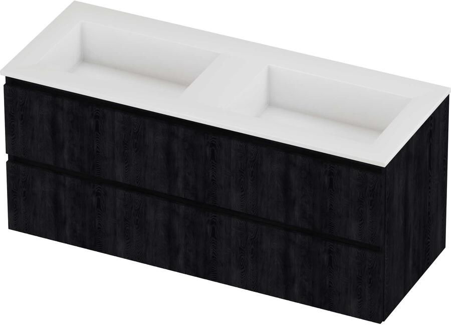 Proline Aristo Badmeubelset Polystone Elegant 120x46x54 cm Glans Wit Charcoal Oak