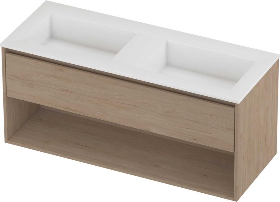 Proline Aristo Badmeubelset Polystone Elegant 120x46x54 cm Glans Wit Ideal Oak