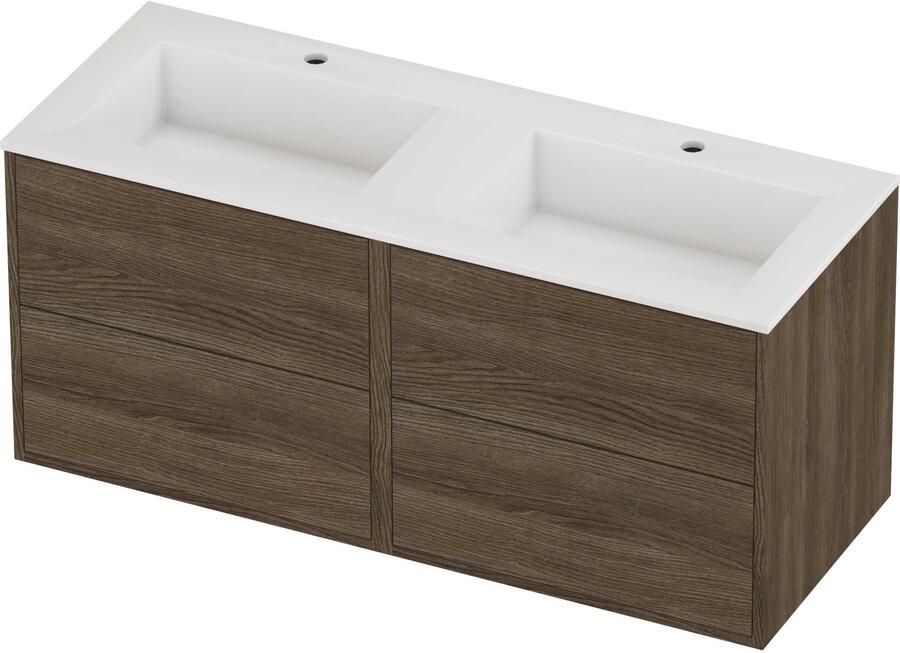 Proline Aristo Badmeubelset Polystone Elegant 120x46x54 cm Glans Wit Vital Oak