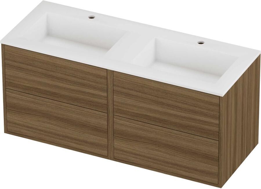 Proline Aristo Badmeubelset Polystone Elegant 120x46x54 cm Mat White Caramel Walnut