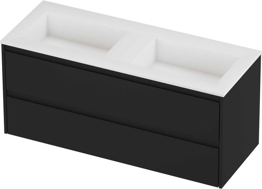 Proline Aristo Badmeubelset Polystone Elegant 120x46x54 cm Mat White Mat Zwart