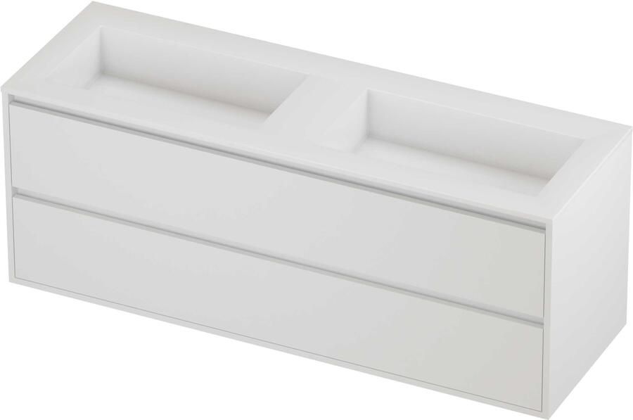 Proline Aristo Badmeubelset Polystone Elegant 140x46x54 cm Glans Wit Mat White