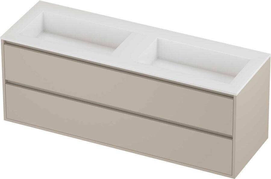 Proline Aristo Badmeubelset Polystone Elegant 140x46x54 cm Glans Wit Soft Linen