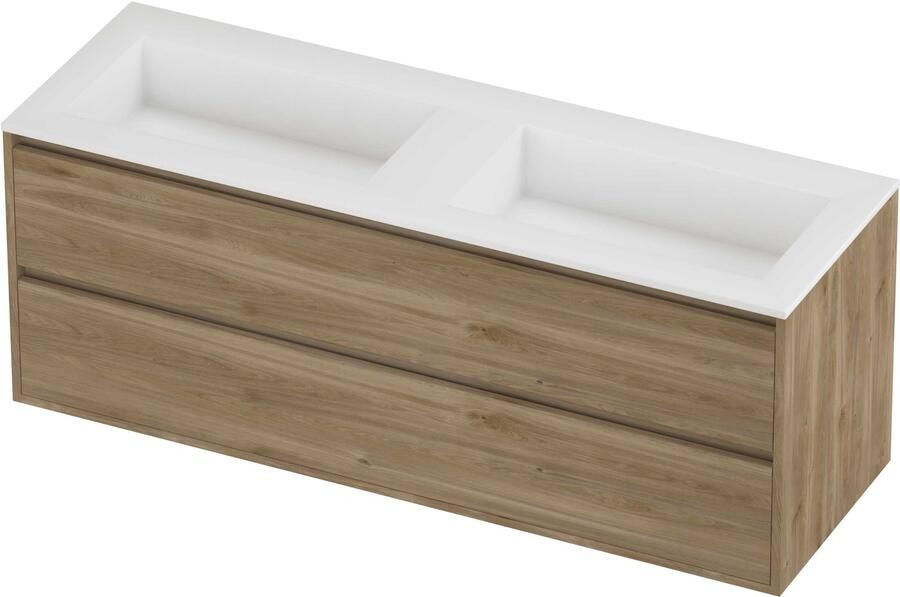 Proline Aristo Badmeubelset Polystone Elegant 140x46x54 cm Mat White Cider Oak