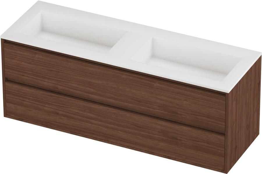 Proline Aristo Badmeubelset Polystone Elegant 140x46x54 cm Mat White Indian Walnut