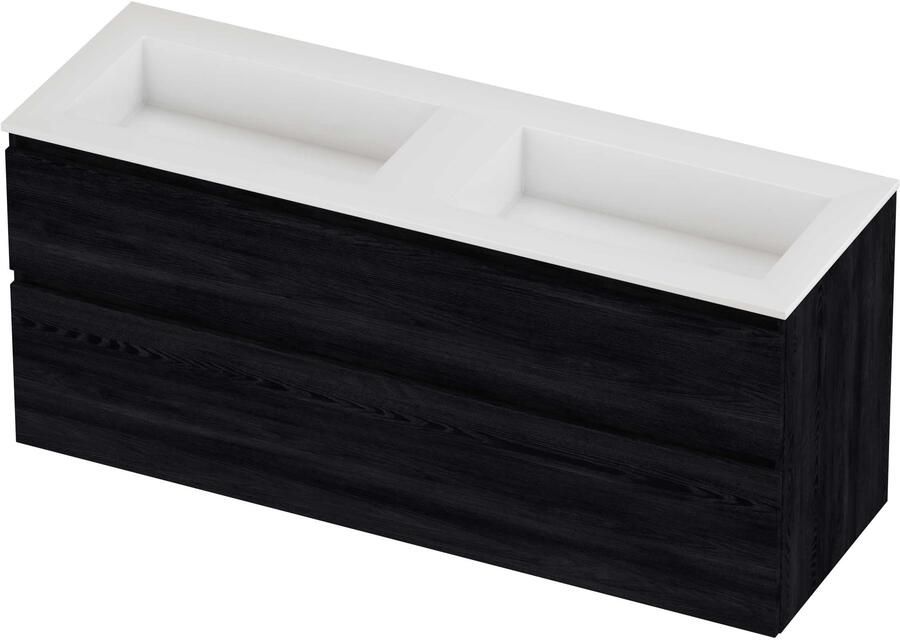 Proline Aristo Badmeubelset Polystone Elegant 140x46x62 cm Glans Wit Black Oak
