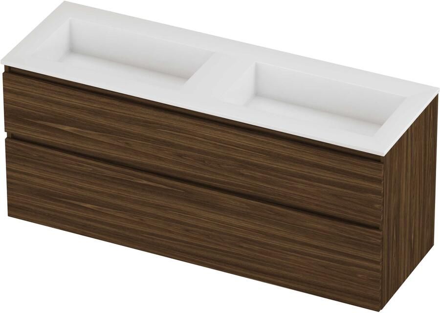 Proline Aristo Badmeubelset Polystone Elegant 140x46x62 cm Glans Wit Cabana Oak