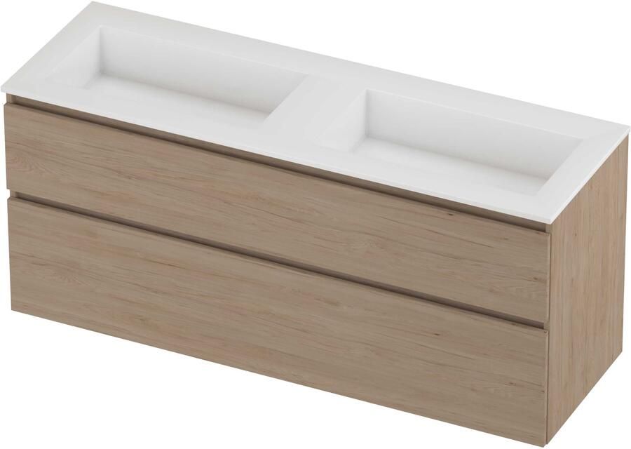 Proline Aristo Badmeubelset Polystone Elegant 140x46x62 cm Glans Wit Ideal Oak