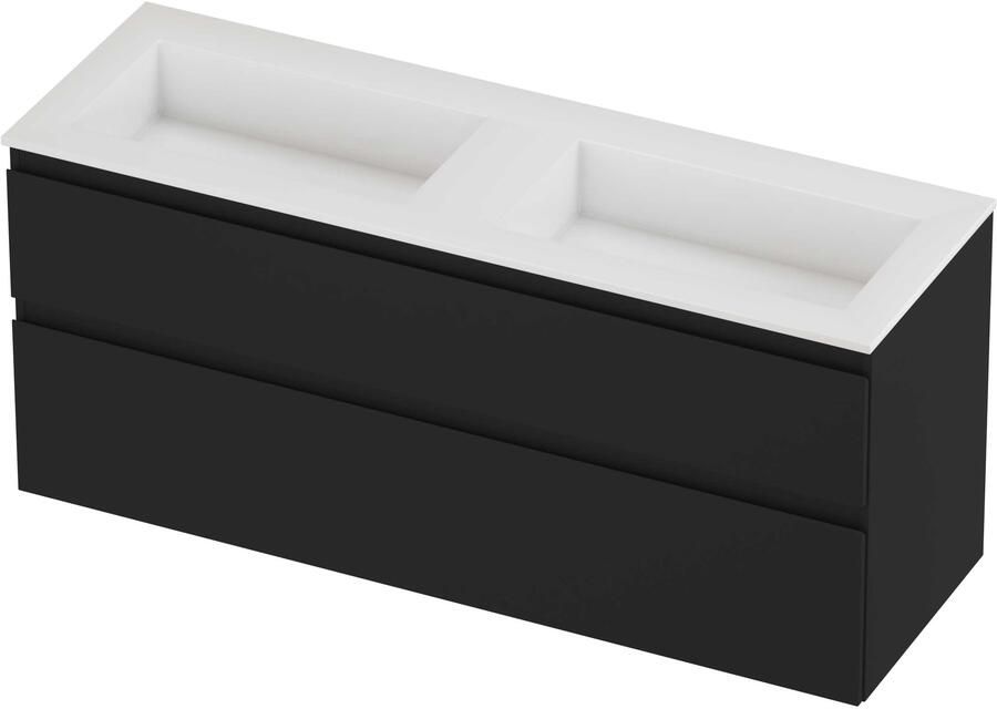 Proline Aristo Badmeubelset Polystone Elegant 140x46x62 cm Glans Wit Mat Zwart