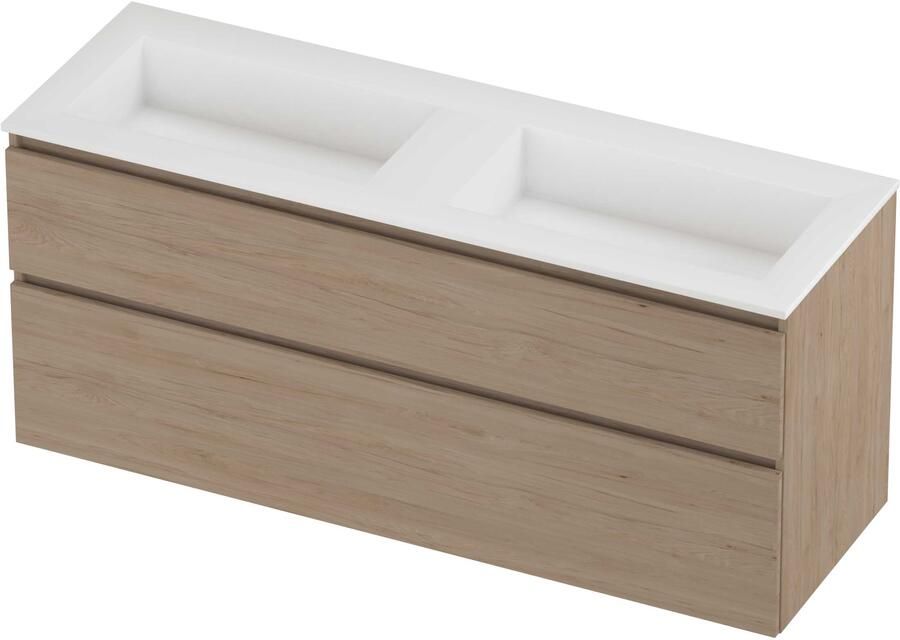Proline Aristo Badmeubelset Polystone Elegant 140x46x62 cm Mat White Ideal Oak
