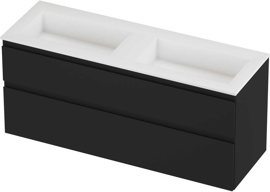 Proline Aristo Badmeubelset Polystone Elegant 140x46x62 cm Mat White Mat Zwart